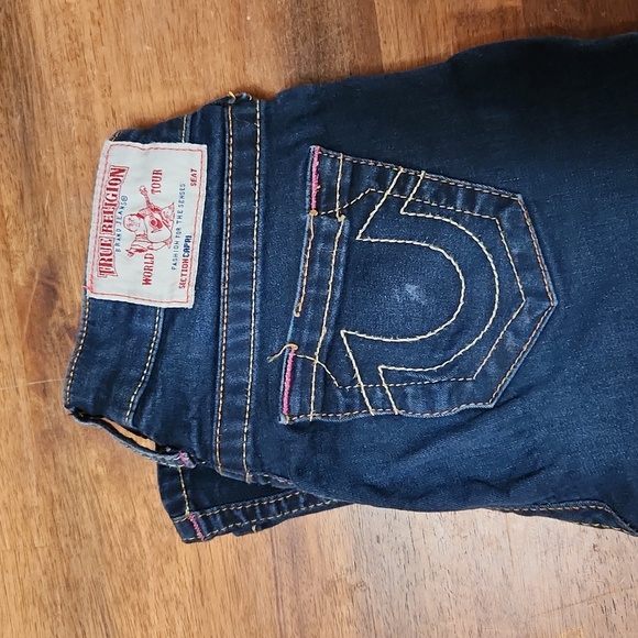 TRUE Religion Capris Dark Wash Stretch Denim Women's 28 Contrast Stitch - Picture 2 of 8